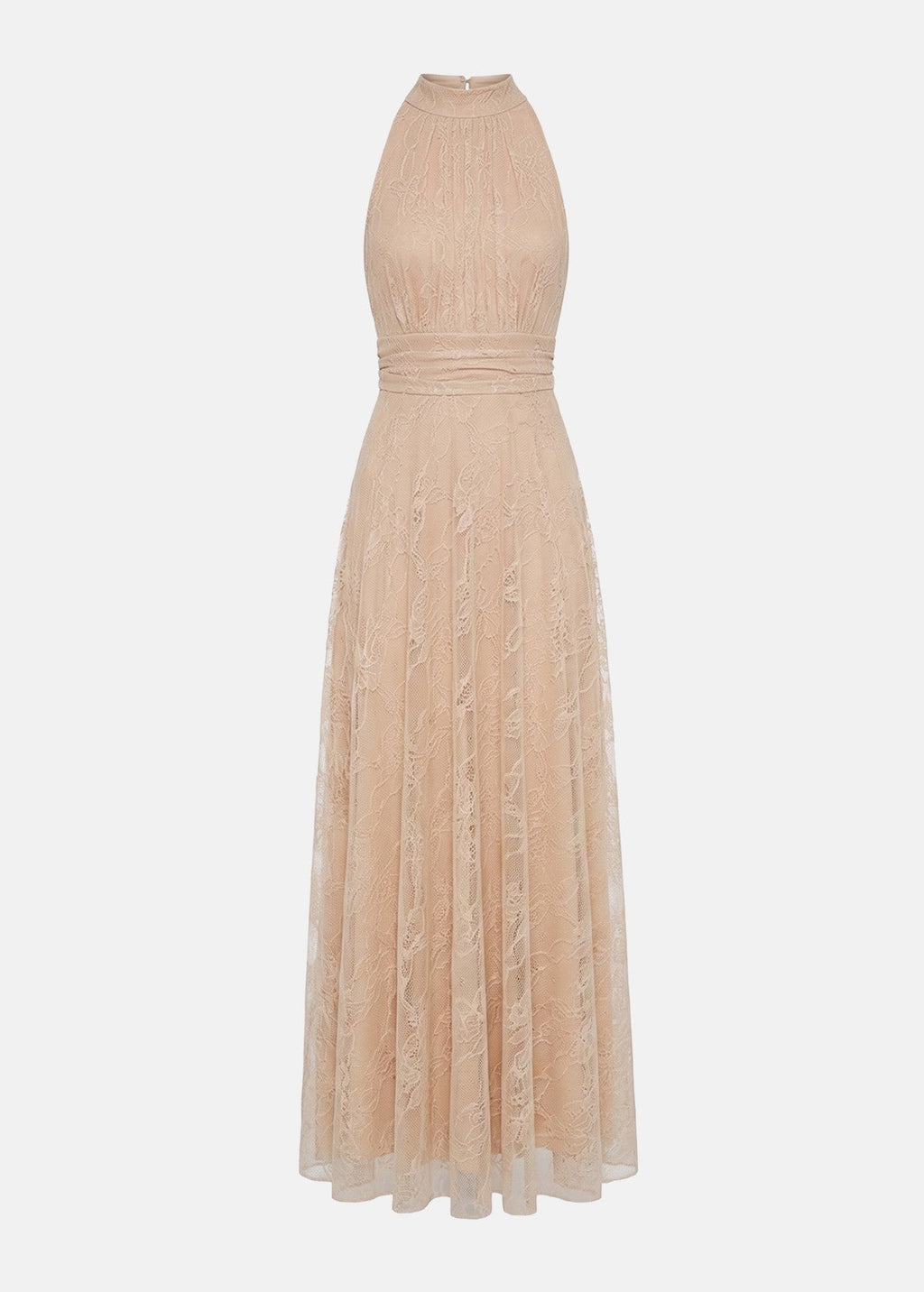 Μάξι φόρεμα με halter neck από δαντέλα