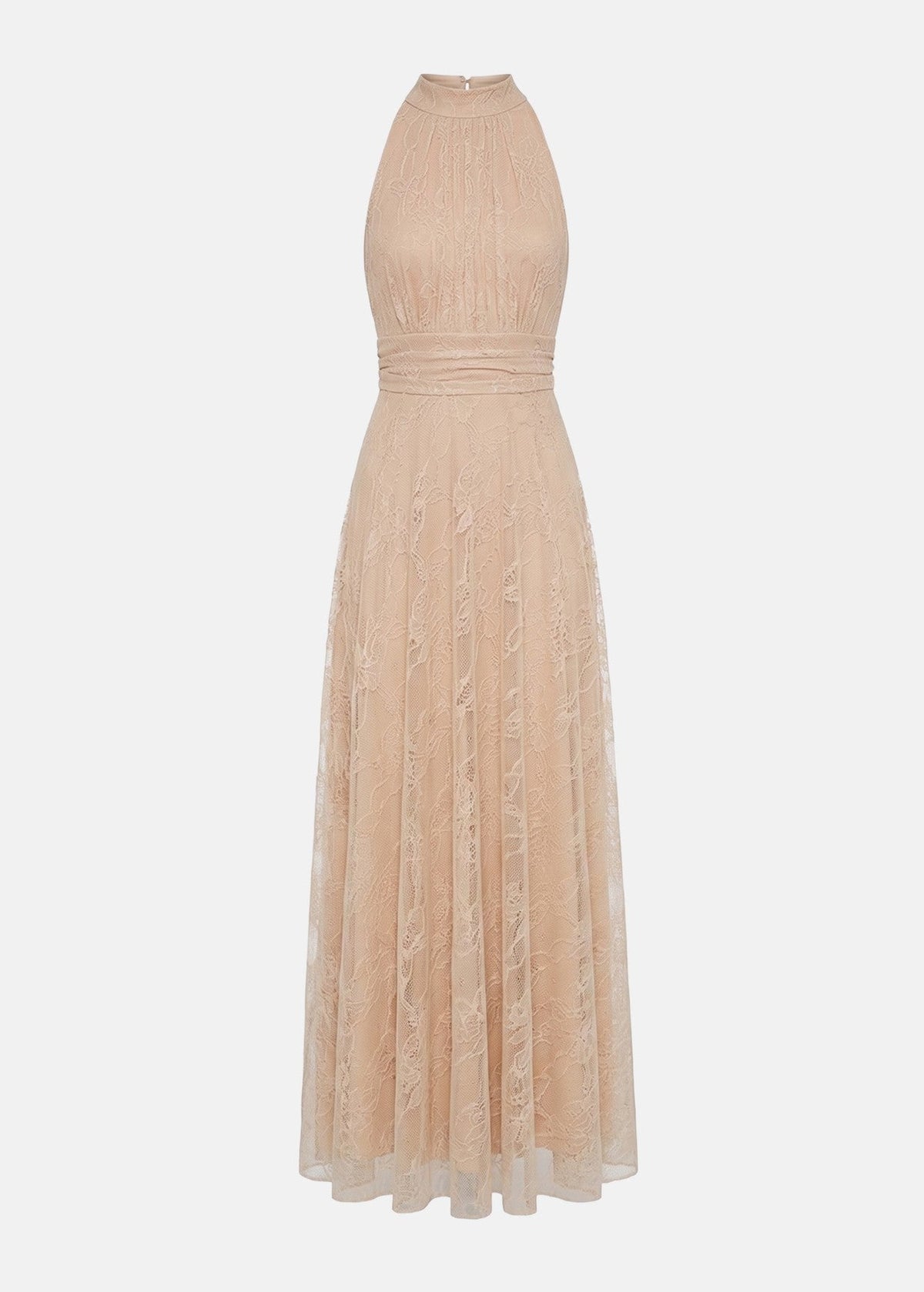 Μάξι φόρεμα με halter neck από δαντέλα