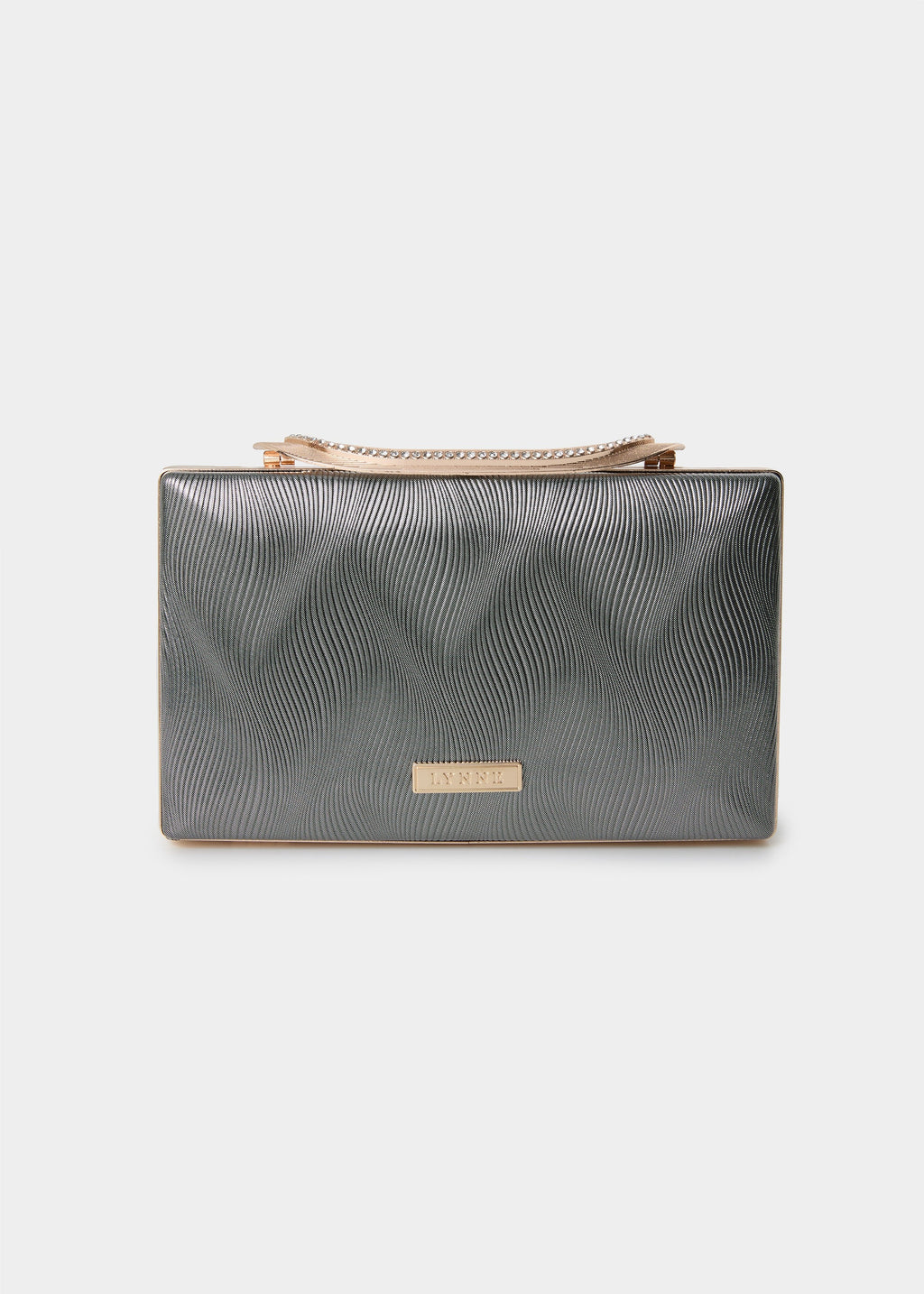 Clutch μεταλλιζέ τσαντάκι με χρυσή λεπτομέρεια